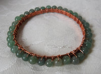 Green Aventurine Beaded Bangle Bracelet Size 8 1/2