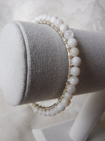 Mother of Pearl Beaded Bangle Bracelet Size 7 1/2