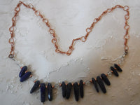 Lazurite and Crystal Copper Chain Necklace