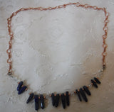 Lazurite and Crystal Copper Chain Necklace