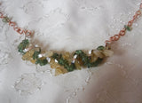 Citrine and Apatite Gemstone Cluster on Copper Link Chain