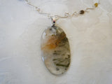 Tourmaline Cabochon Pendant on Silverplated Copper Chain Necklace