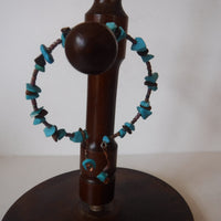 Tiger Eye and Blue Magnesite Wire Bracelet Handcrafted