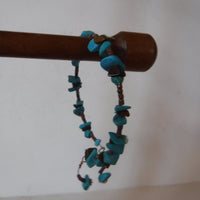 Tiger Eye and Blue Magnesite Wire Bracelet Handcrafted