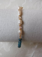 Neon Apatite and Pearl Beaded Stretch Bracelet