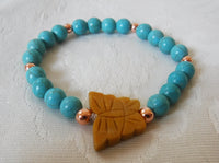 Blue Magnesite and Butterfly Beaded Stretch Bracelet