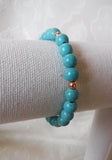 Blue Magnesite and Butterfly Beaded Stretch Bracelet