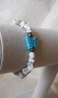 Howlite with Magnesite Butterfly Beaded Stretch Bracelet