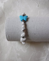 Howlite with Magnesite Butterfly Beaded Stretch Bracelet