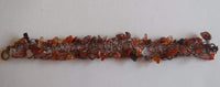 Red Agate Gemstone Chips and Copper Wire Crochet Bracelet