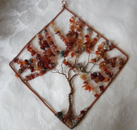 Fall Autumn Tree of Life Gemstone and Copper Suncatcher