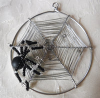 Spiderweb and Black Czech Glass Spider Gemstone Suncatcher