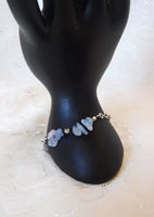 Aquamarine and Black Spinel Beads on Copper Bracelet
