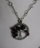 Garnet Tree of Life Copper Wire Necklace