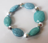 Faux Turquoise Beaded Stretch Bracelet